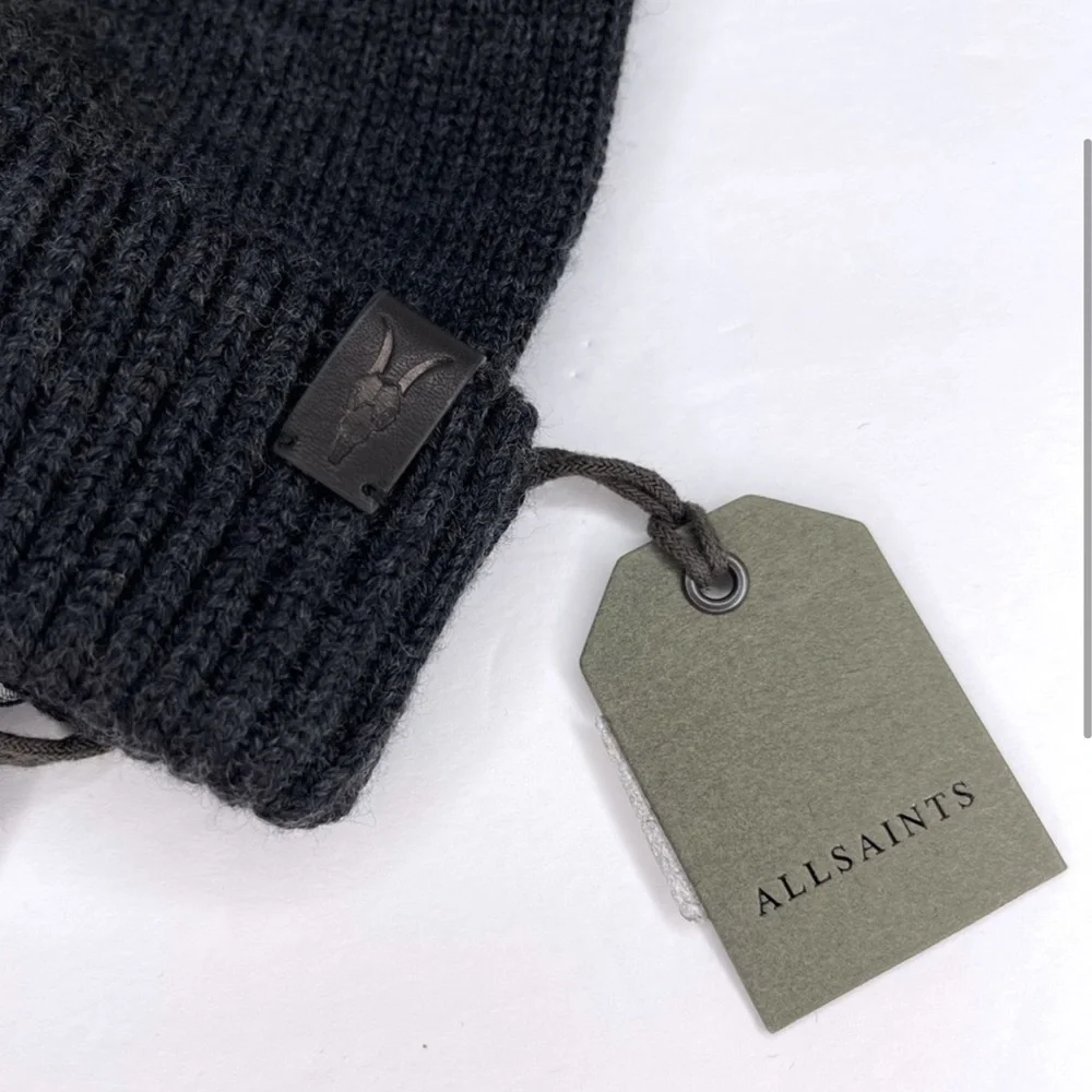 ALLSAINTS Soft 100% Merino Wool Gloves NEW Cinder Black Marl - Picture 3 of 5